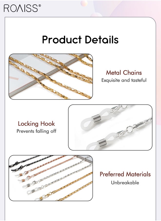 roaiss - 4Pcs Metal Glasses Chains for Men Women, Eyewear Strap Holders Hanging Neck Rope Windproof Mask Lanyard Eyeglasses Accessory, 75cm - Image 1