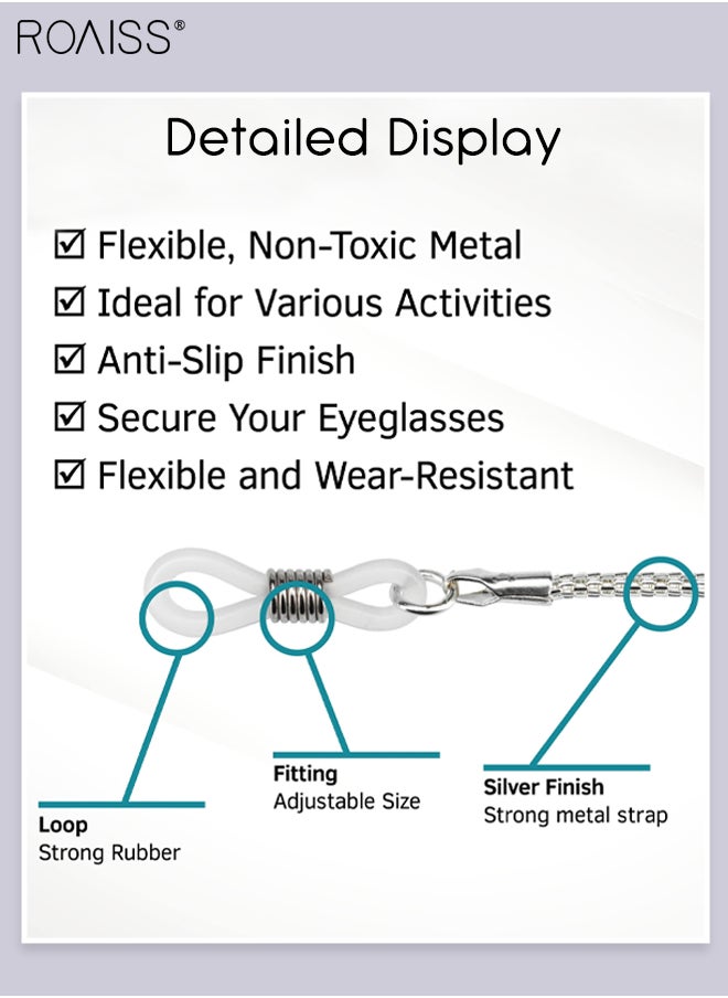 roaiss - 4Pcs Metal Glasses Chains for Men Women, Eyewear Strap Holders Hanging Neck Rope Windproof Mask Lanyard Eyeglasses Accessory, 75cm - Image 1