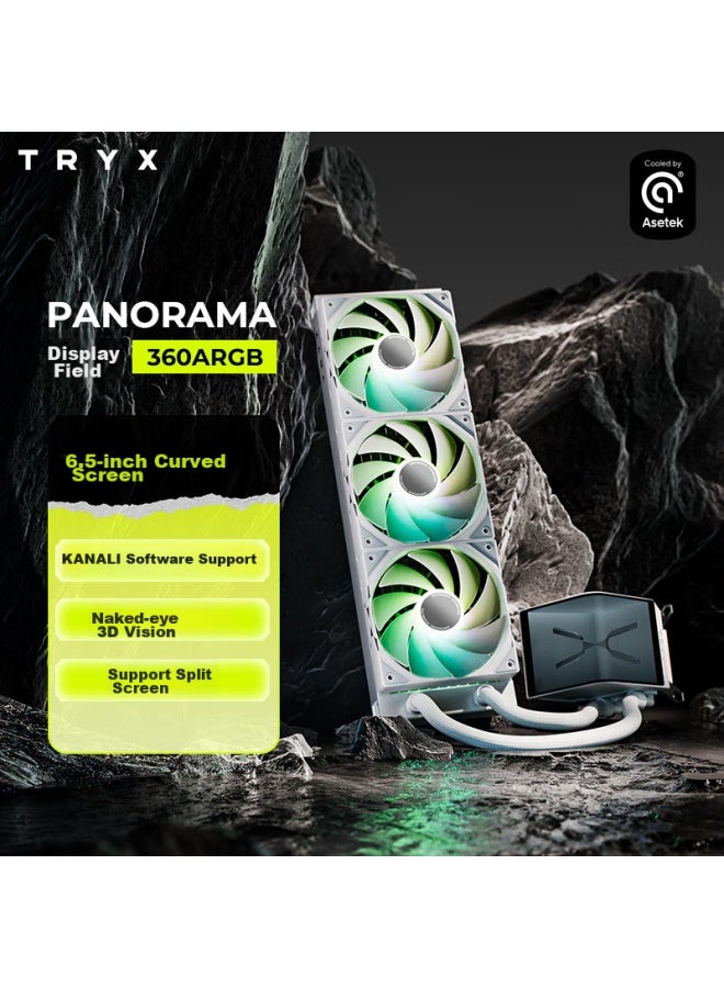 Tryx Panorama Display 360 Water-cooled Cpu Cooler Argb White 6.67-inch Curved Screen/asetek8/ki Software/naked Eye 3d Visualization - Image 1