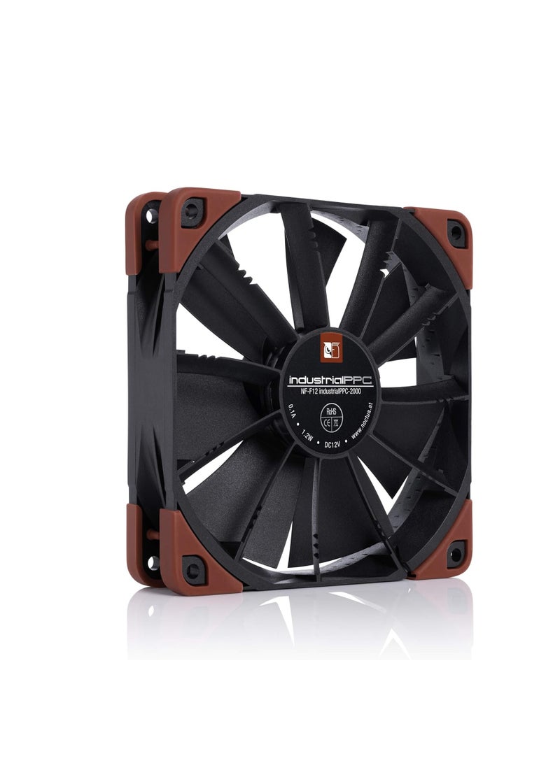 Noctua NF-F12 iPPC-2000 IP67 PWM, Heavy Duty Cooling Fan, 4-Pin, 2000 RPM (120mm, Black) - Image 2