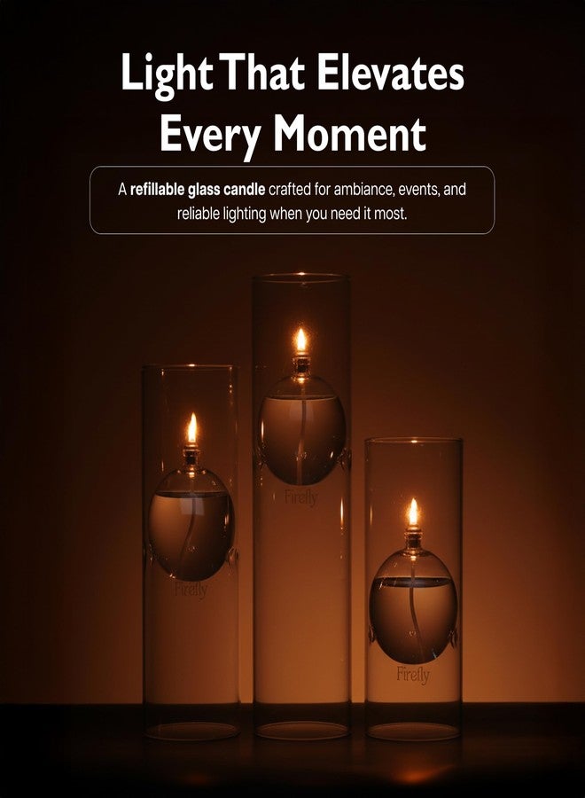 فايرفلاي شمعة زيت زجاجية قابلة لإعادة التعبئة من فايرفلاي فيولز - فانوس ترانسيند 8.38 بوصة بتصميم إعصار، للاستخدام الداخلي والخارجي. شمعة نظيفة مناسبة لتناول الطعام والمناسبات والإضاءة في حالات الطوارئ. تُستخدم مع البارافين السائل أو زيت المصابيح. - Image 3
