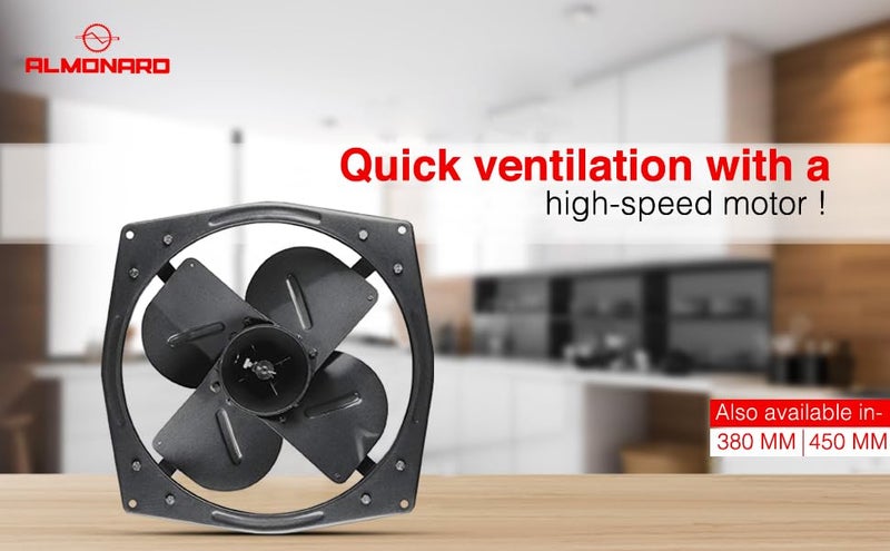 Almonard 15 inch Heavy Duty Single Phase (1400 RPM) Exhaust Fan, black - Image 2