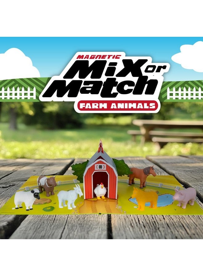 Popular Playthings Mini Magnetic Mix Or Match Animal Toys With Pop-Up Playmat, Set Of 7 - Farm - Image 2