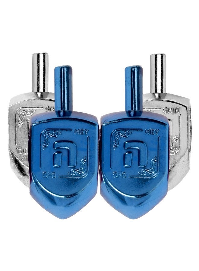 Izzy 'n' Dizzy Hanukkah Dreidels - Metallic Blue And Silver Dreidel - 10 Pack Medium - Image 3