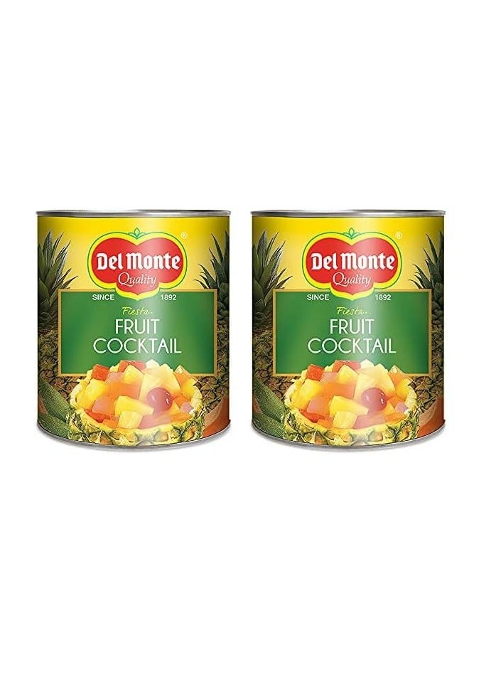 Del Monte Fiesta Fruit Cocktail, 439g | Canned Fruits| Bite Sized Fruits | Mixed Fruits | Pineapple | Papaya | Coco | Cherries pack of 2 - Image 1
