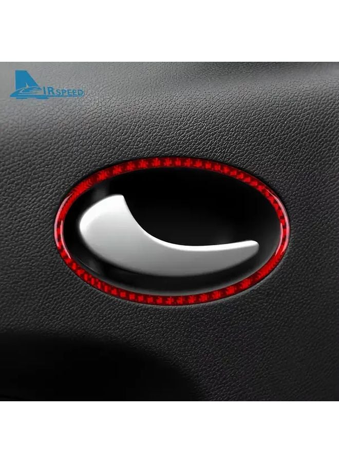 ملصقات تقليم ألياف الكربون الحمراء لمقبض الباب الداخلي لإطار مرسيدس بنز SLK R171 - Image 5