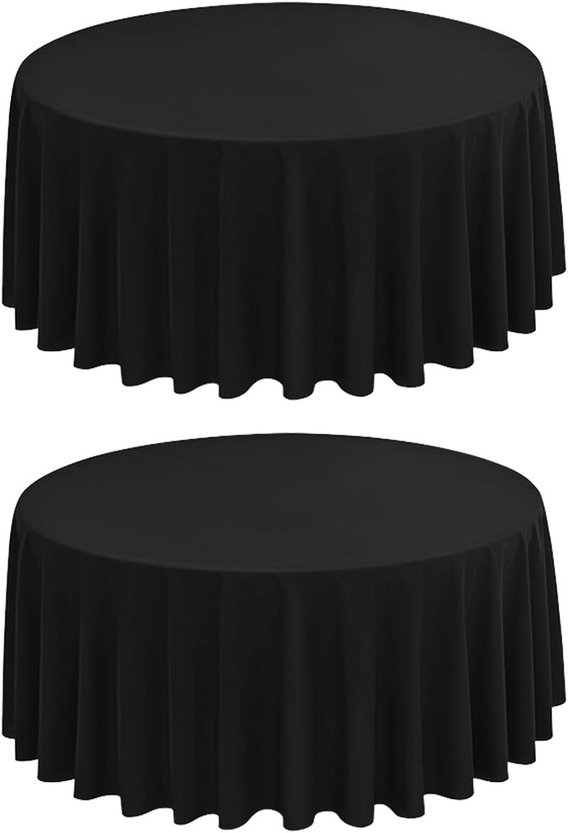 FXKS 2 Pack Black Round Tablecloth 177 cm Washable Table Cloth,Polyester Circle Table Cloth,Stain and Wrinkle Resistant Black Fabric,Tablecloth for Wedding Banquet Party - Image 1