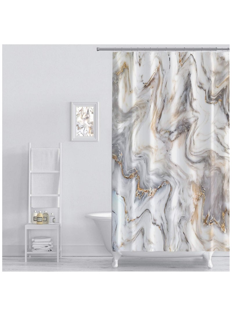 Grey Gold Marble Shower Curtain Liner 70 x 70in, Waterproof Abstract Modern Shower Curtain for Standard Bathtub, Luxury Shower Curtain for Bathroom Decor, Washable Fabric Shower Curtain Set - Image 1