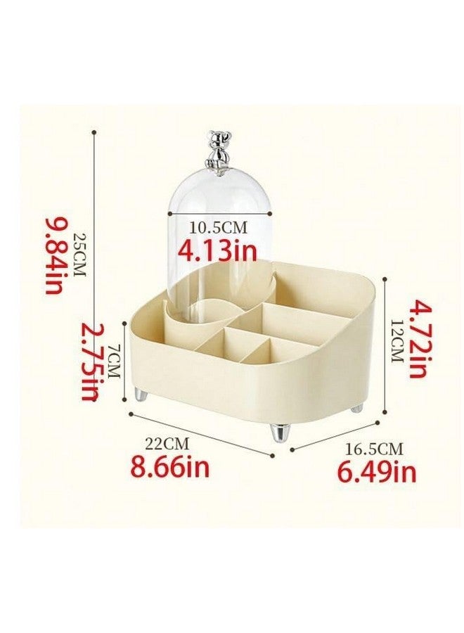 Azelf Stylish Cosmetic Organizer with Clear Cover - Makeup Storage Box with Integrated Brush Holder & Lipstick Rack for Beauty Lovers Attractive Look Luxurious Look - Image 2