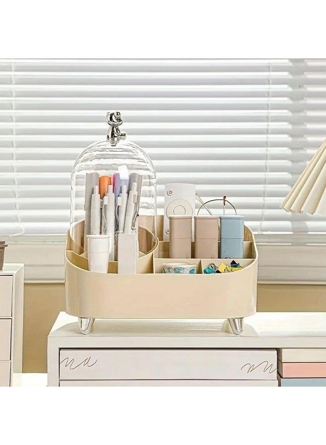 Azelf Stylish Cosmetic Organizer with Clear Cover - Makeup Storage Box with Integrated Brush Holder & Lipstick Rack for Beauty Lovers Attractive Look Luxurious Look - Image 4