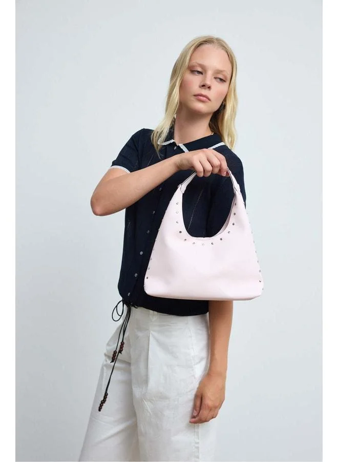 Shule Bags  Andi Stud-Detail Hand and Shoulder Powder Pink. for Women | Best Price UAE