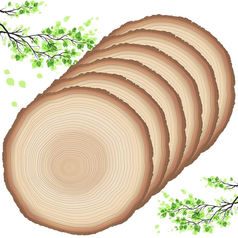 Teling 50 Packs Wood Slices Disposable Table Placemats Round Rustic Brown Wood Slices Place Mat 13 Inch Paper Placemats for Farmhouse Wedding Baby Shower Birthday Party Supplies Decoration - Image 1