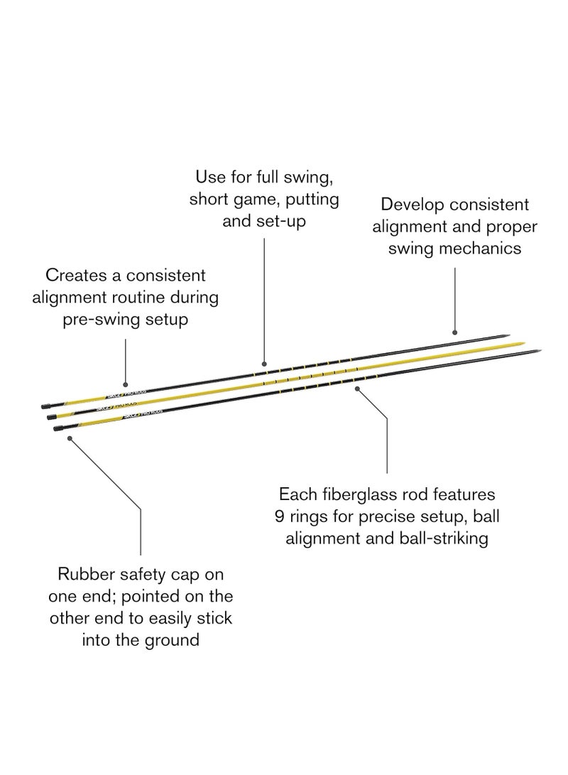 أس كيه أل زي Pro Rods – مجموعة قضبان محاذاة الجولف مقاس 48 بوصة (عبوة من 3 قطع) - Image 2