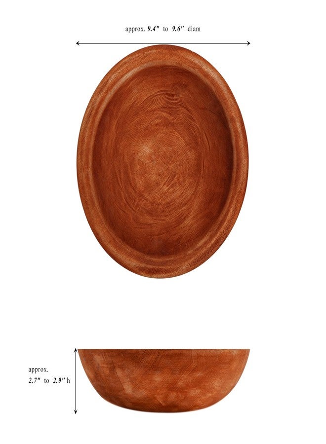 RUIRUICO Hand Carved Wooden Decorative Bowl for Home Entryway Decor, Wood Centerpiece Bowl for Coffee Table Decor, Wood Dough Bowl for Farmhouse Decor (Mahogany) - Image 5