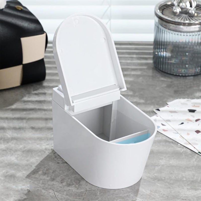 علبة سجائر مصغرة من البلاستيك الأبيض مثبتة على الحائط بغطاء على شكل مرحاض لحاوية أعقاب السجائر للحمامات الداخلية - Image 4