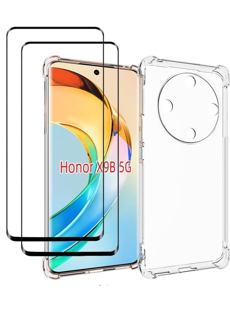 Raxoom غطاء واقي شفاف وواقي شاشة لهاتف Honor X9b 5G - غطاء نحيف ومقاوم للخدوش مع زجاج مقسى وأكياس هوائية في الزوايا الأربعة - Image 1