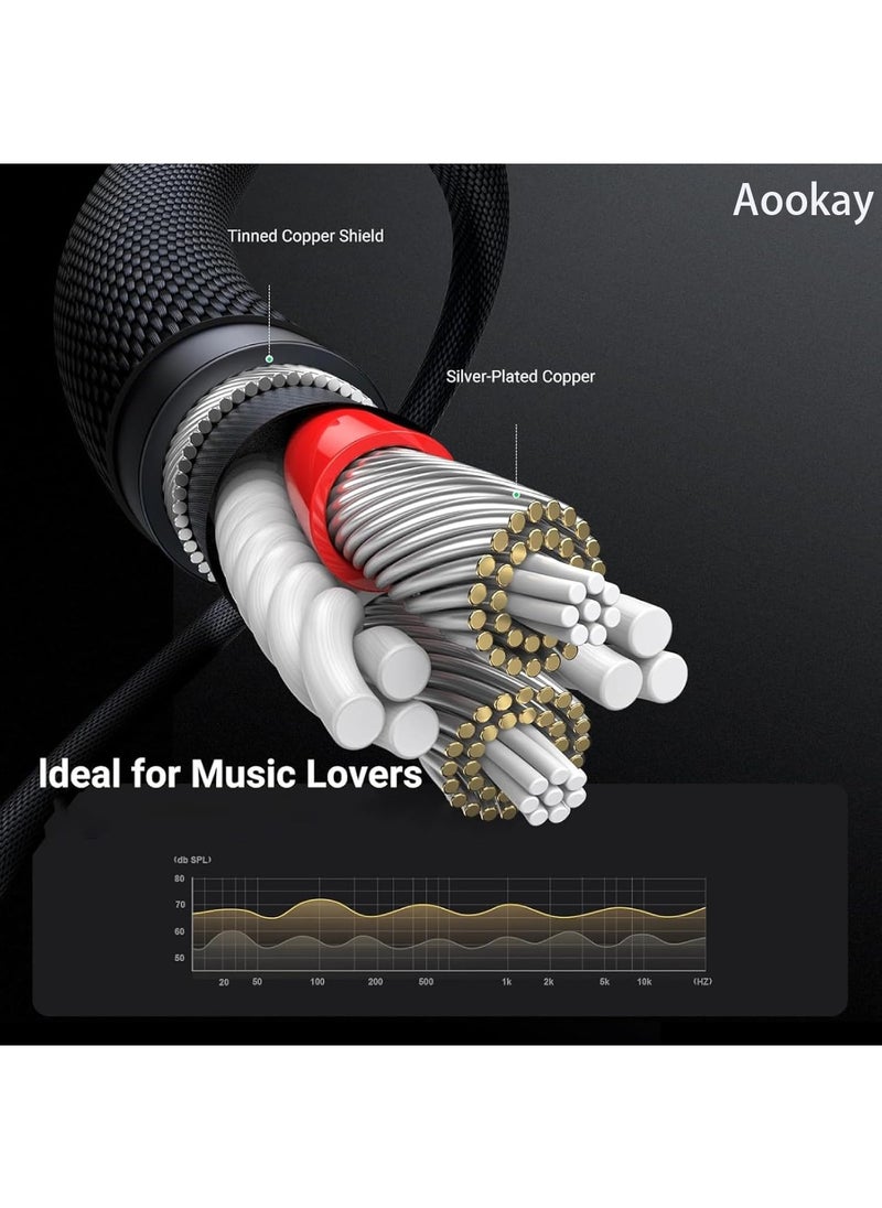 اووكاي [مُحسَّن] كابل صوت بديل متوافق مع سماعات الرأس Sennheiser HD650، HD600، HD580، HD660S، HD58X، HD565، HD545، HD535، Massdrop HD6XX المضفرة من النايلون بطول 1.2 متر/4 أقدام (أسود)  - Image 4