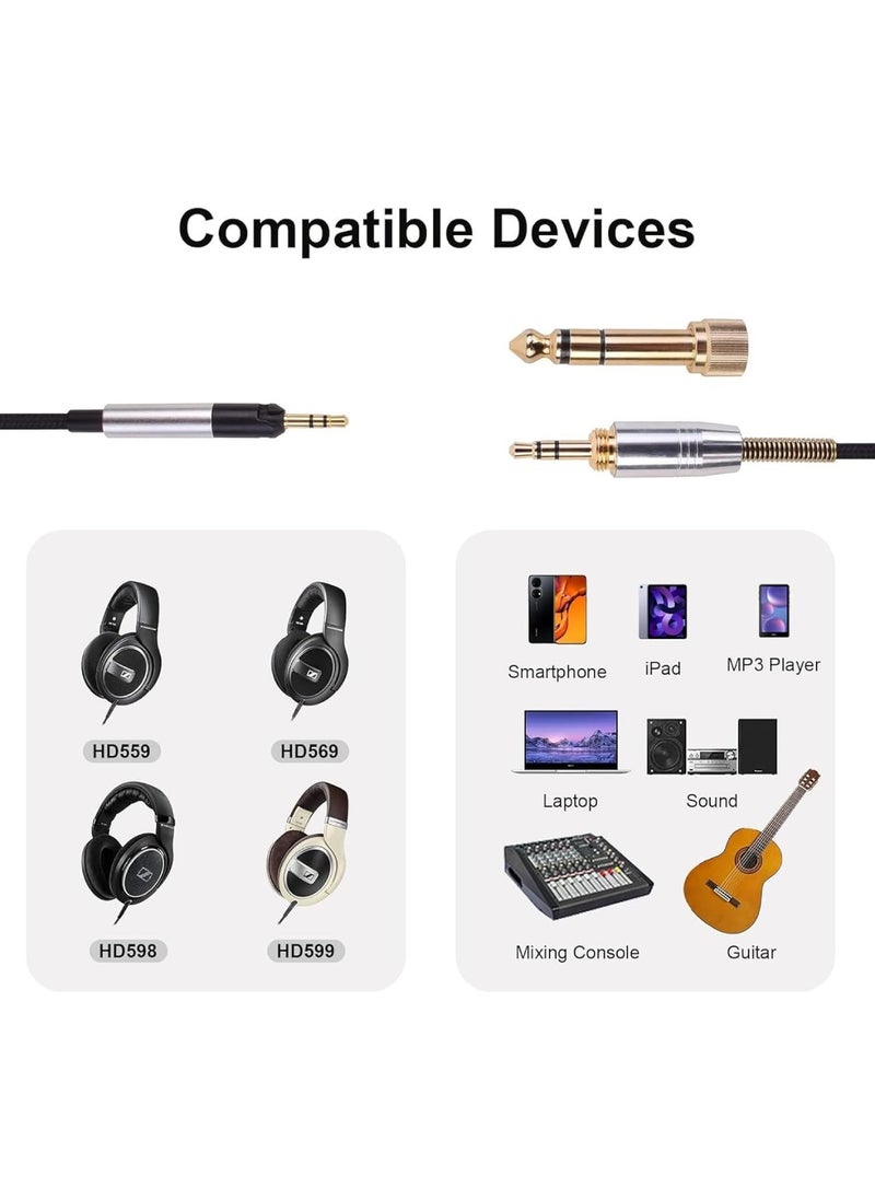 اووكاي [مُحسَّن] كابل صوت بديل متوافق مع سماعات الرأس Sennheiser HD650، HD600، HD580، HD660S، HD58X، HD565، HD545، HD535، Massdrop HD6XX المضفرة من النايلون بطول 1.2 متر/4 أقدام (أسود)  - Image 5