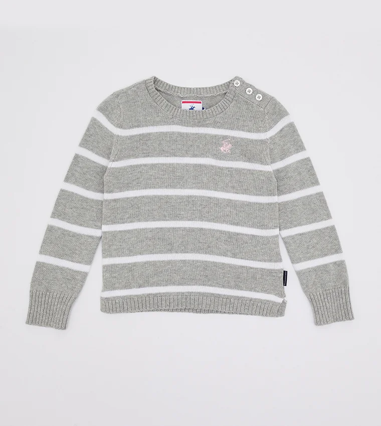 بيفرلي هيلز بولو كلوب كنزة بأزرار على الكتف مخططة