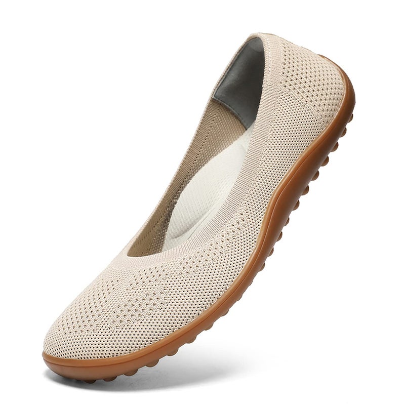KBZone Womens Flats Slip on Ballet Flats Wide Toe Box Comfortable Walking Shoes Khaki