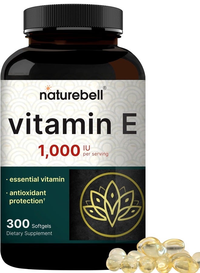 NatureBell Vitamin E Oil Softgels, 1,000 IU Per Serving, 300 Pills | Essential Antioxidant Supplements, Easily Absorbed Form – Supports Skin, Heart, & Immune Health – Non-GMO - Image 1
