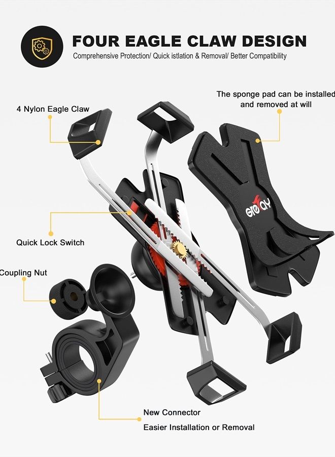 Grefay Bike Phone Mount Metal Motorcycle Handlebar Phone Holder Scooter Phone Clamp for 4.0-7.0 Inch Smartphone with 360° Rotation - Image 5