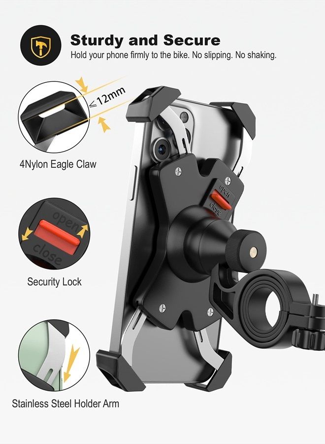 Grefay Bike Phone Mount Metal Motorcycle Handlebar Phone Holder Scooter Phone Clamp for 4.0-7.0 Inch Smartphone with 360° Rotation - Image 2