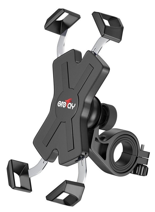 Grefay Bike Phone Mount Metal Motorcycle Handlebar Phone Holder Scooter Phone Clamp for 4.0-7.0 Inch Smartphone with 360° Rotation - Image 1