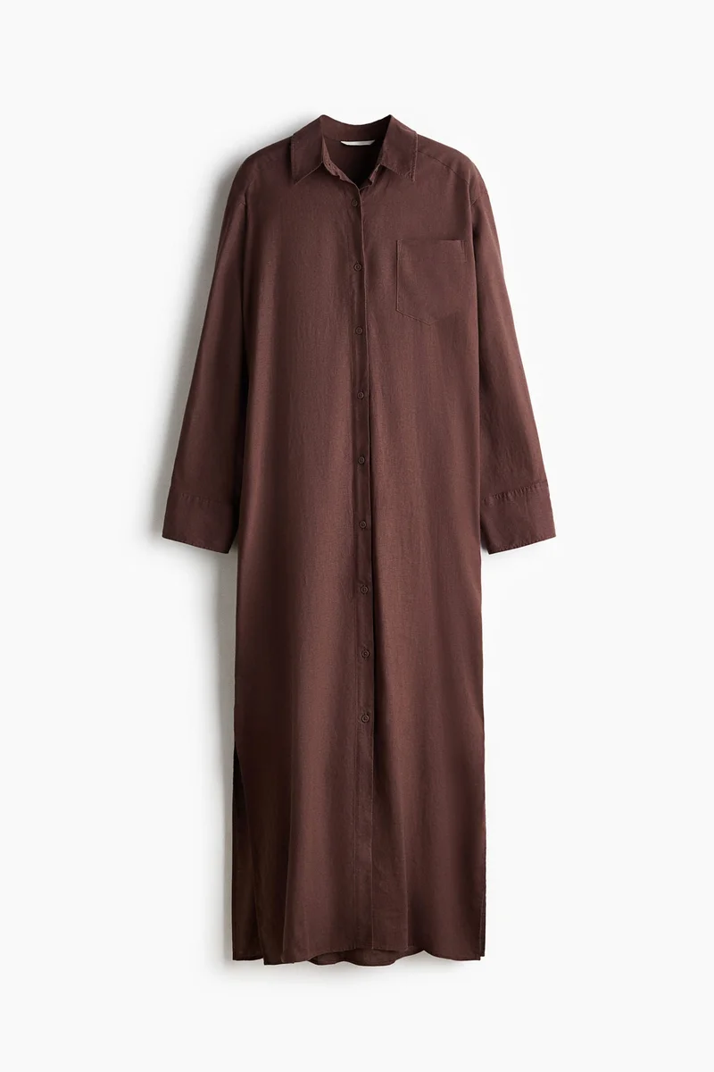 H&M  Linen-blend shirt dress for Women | Best Price UAE