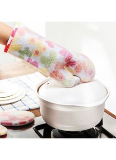 Generic 1pc Thick Silicone Baking Oven Mitt Heat Resistant Kitchen Gloves Butterflies Multicolor  - Image 1