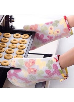 Generic 1pc Thick Silicone Baking Oven Mitt Heat Resistant Kitchen Gloves Butterflies Multicolor  - Image 2