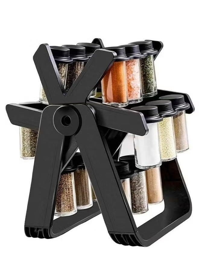 ELTRAZONE Rotating Spice Rack with 18 Empty Jars & Kitchen Labels – Space-Saving 360° Spinning Carousel Organizer for Countertops & Cabinets – Durable, Sleek Design for Modern Kitchen Storage – Easy Access & Neat Arrangement of Spices