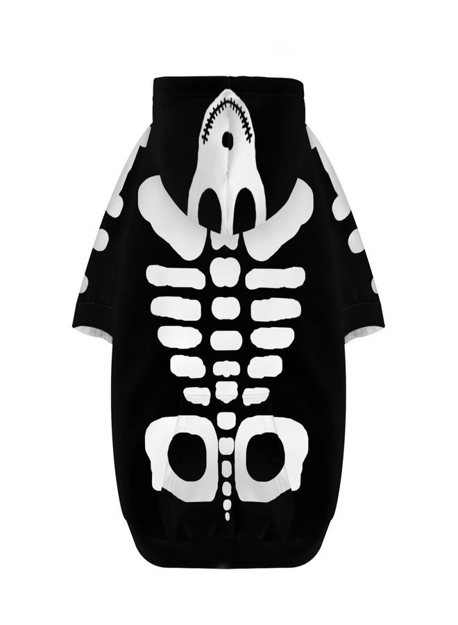 Howilath Halloween Skeleton Print Dog Hoodies for Medium Dogs, Soft Cozy Puppy Sweatshirt Pet Hooded Dog Cold Weather Clothes -S - Image 4