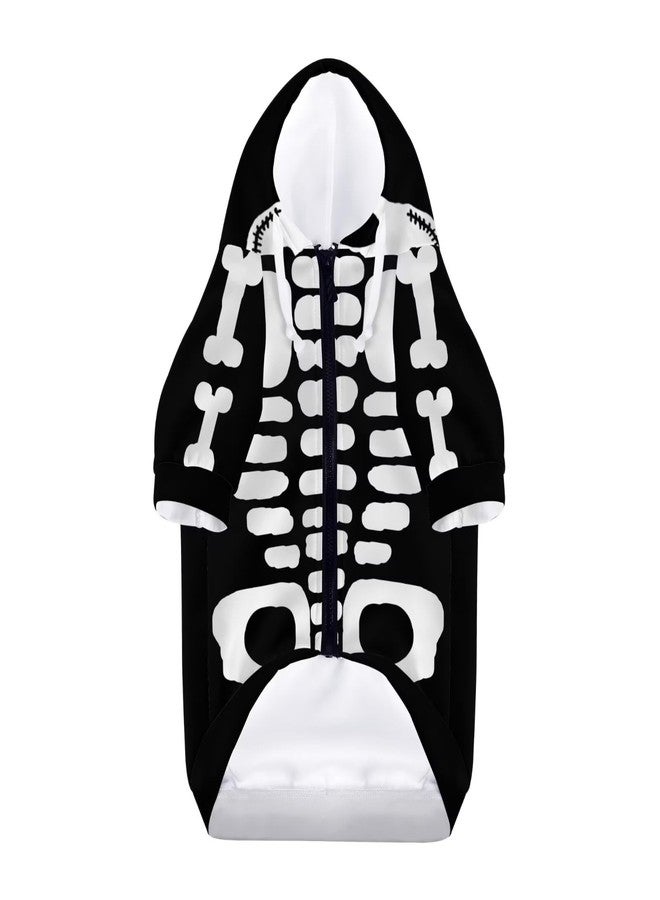 Howilath Halloween Skeleton Print Dog Hoodies for Medium Dogs, Soft Cozy Puppy Sweatshirt Pet Hooded Dog Cold Weather Clothes -S - Image 2