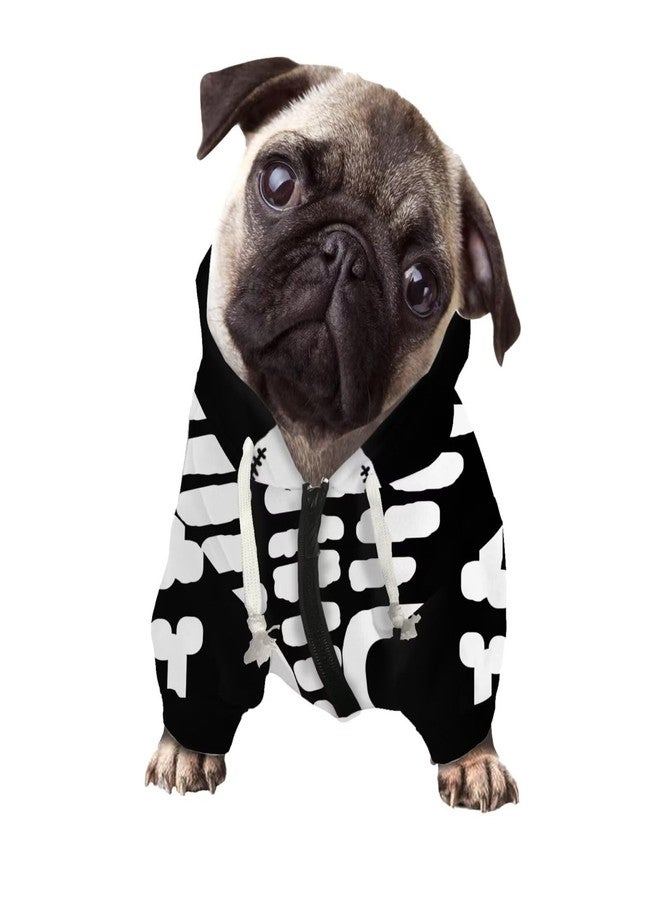 Howilath Halloween Skeleton Print Dog Hoodies for Medium Dogs, Soft Cozy Puppy Sweatshirt Pet Hooded Dog Cold Weather Clothes -S - Image 1