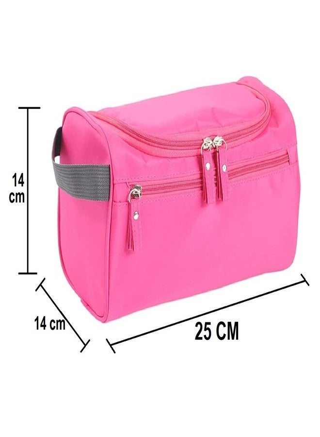 ERHETUS Multipurpose Large Cosmetic Bag For Women | Makeup Pouch For Travel | Toiletry Bags With Hook For Hanging | Waterproof Grooming Kit Storage Pouches For Men,14 Cm (Pink) - Image 3