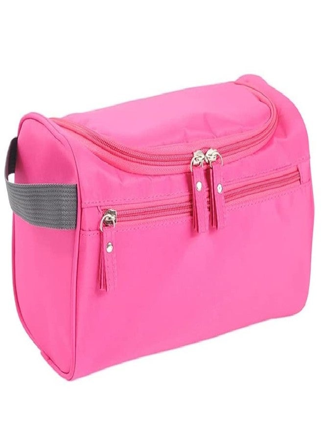 ERHETUS Multipurpose Large Cosmetic Bag For Women | Makeup Pouch For Travel | Toiletry Bags With Hook For Hanging | Waterproof Grooming Kit Storage Pouches For Men,14 Cm (Pink) - Image 1