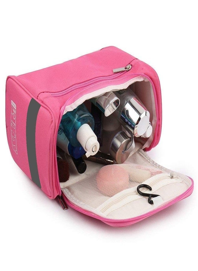 ERHETUS Multipurpose Large Cosmetic Bag For Women | Makeup Pouch For Travel | Toiletry Bags With Hook For Hanging | Waterproof Grooming Kit Storage Pouches For Men,14 Cm (Pink) - Image 4