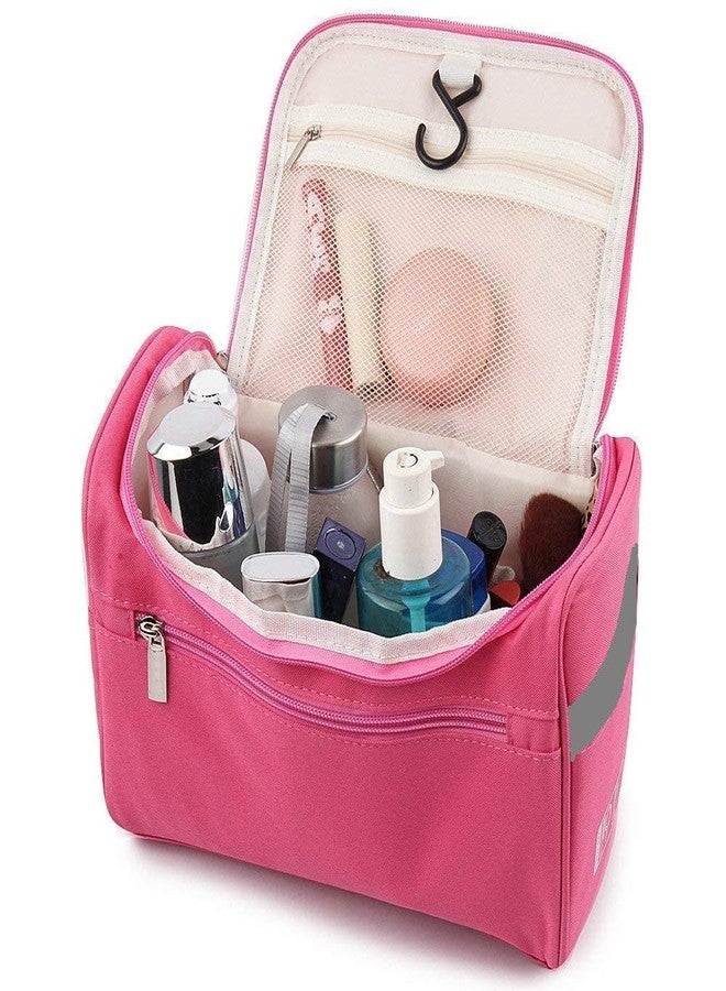 ERHETUS Multipurpose Large Cosmetic Bag For Women | Makeup Pouch For Travel | Toiletry Bags With Hook For Hanging | Waterproof Grooming Kit Storage Pouches For Men,14 Cm (Pink) - Image 2