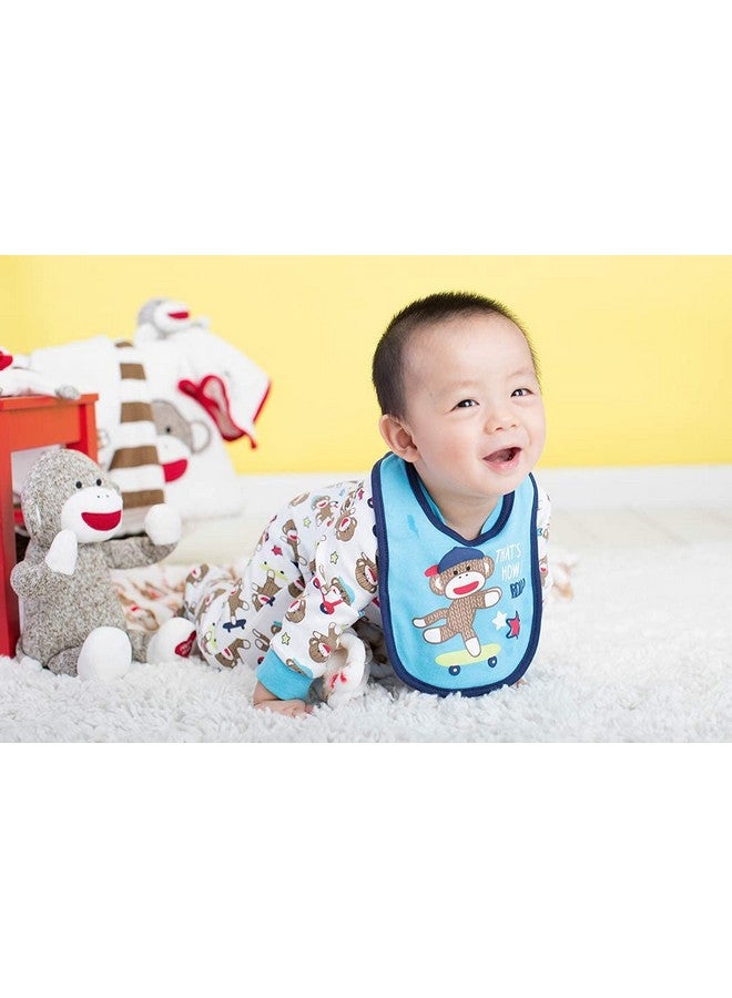 Baby Starters Plush 14 Inch Snuggle Buddy With Embroidery And Satin Sock Monkey Blanket And Toy Tan - Image 4