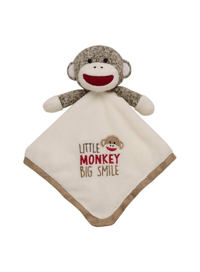 Baby Starters Plush 14 Inch Snuggle Buddy With Embroidery And Satin Sock Monkey Blanket And Toy Tan - Image 1