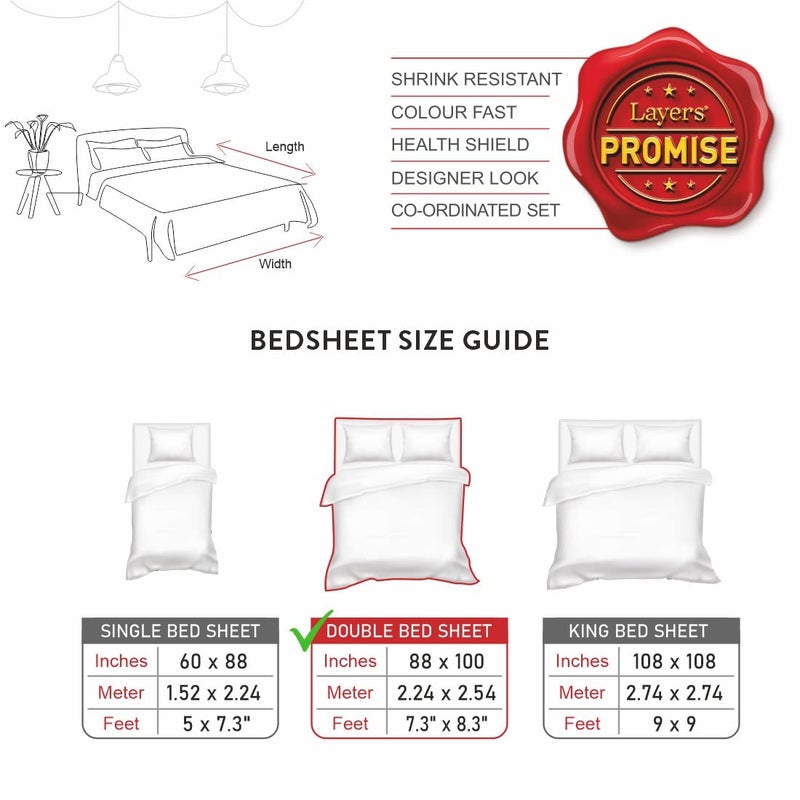 Layers Classic 100 Cotton Bedsheet Set for All Seasons Lightweight Moisture Absorbent Machine Washable Easy to Care Gift for Housewarming More 104 TC Queen Size Brown Floral Pattern - Image 5