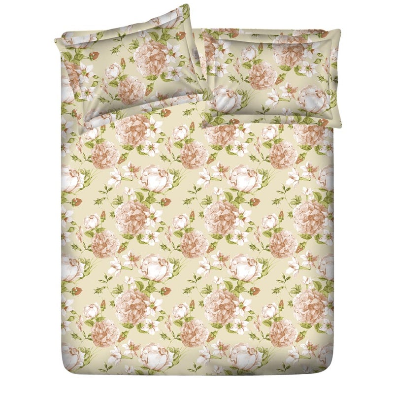 Layers Classic 100 Cotton Bedsheet Set for All Seasons Lightweight Moisture Absorbent Machine Washable Easy to Care Gift for Housewarming More 104 TC Queen Size Brown Floral Pattern - Image 3