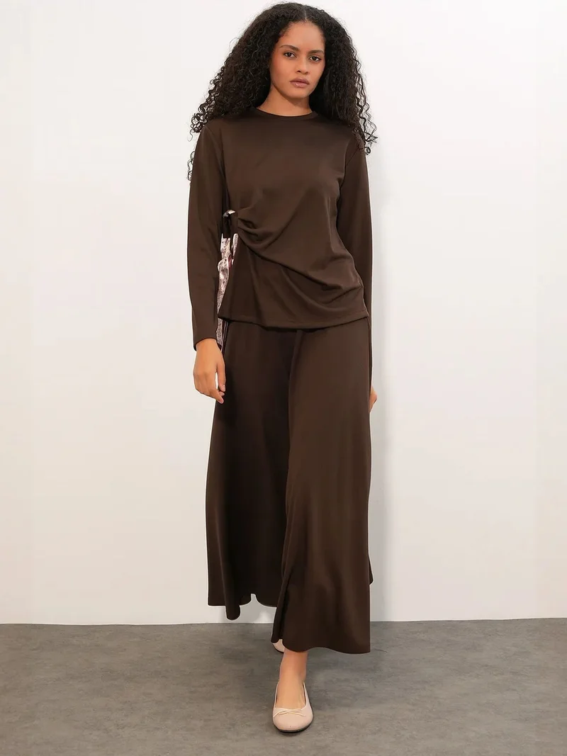 بيغ دارت BDART Long Sleeve Blouse And Wide-leg Skirt Coord