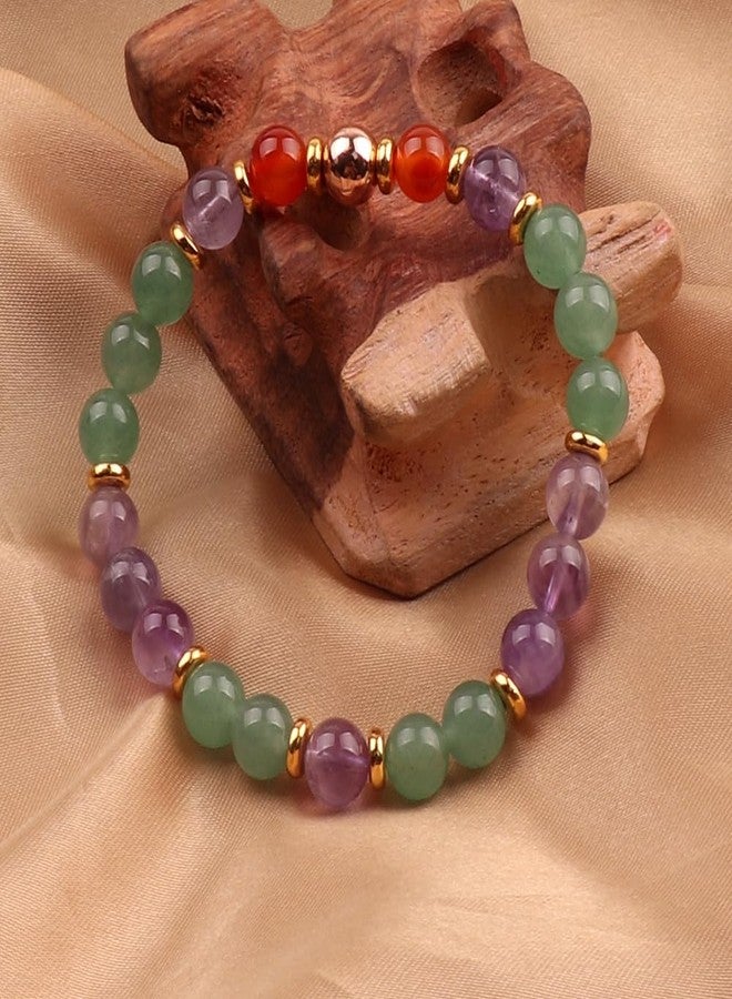 KSQS Healing Stone Bead Bracelet for Women, Natural Gemstones Balance Protection Bracelet, Spiritual Crystal Beads Bracelet Anxiety Relief with Meaning Card(#45) - Image 3