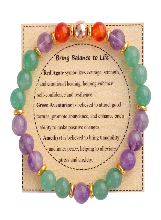 KSQS Healing Stone Bead Bracelet for Women, Natural Gemstones Balance Protection Bracelet, Spiritual Crystal Beads Bracelet Anxiety Relief with Meaning Card(#45) - Image 1