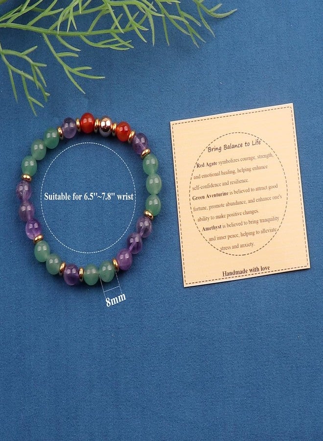 KSQS Healing Stone Bead Bracelet for Women, Natural Gemstones Balance Protection Bracelet, Spiritual Crystal Beads Bracelet Anxiety Relief with Meaning Card(#45) - Image 2