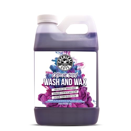 Chemical Guys CWS20764 Extreme Bodywash & Wax Foaming Car Wash Soap (For Foam Cannons, Guns or Bucket Washes) For Cars, Trucks, Motorcycles, RVs More, 64 fl oz (Half Gallon) Grape Scent - Image 1