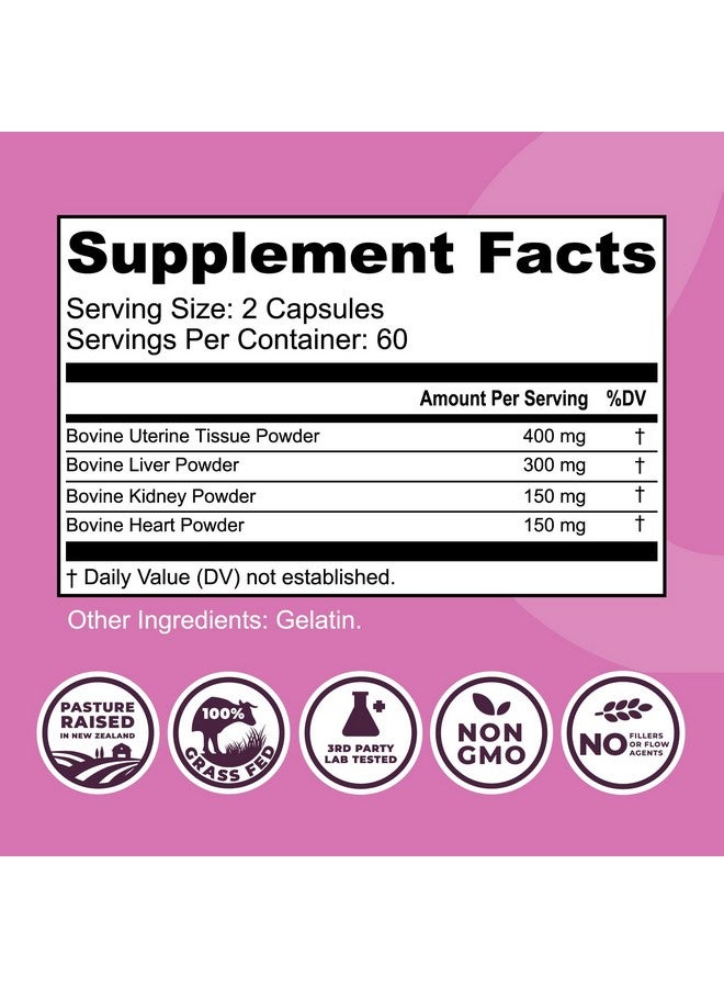 Left Coast Performance Beef Organ Supplement for Women - Beef Liver, Kidney, Heart and Uterus Tissue, Supports Women's Overall Energy and Health - Pasture Raised in New Zealand - No Fillers or Flow Agents - 120 Capsules - Image 2
