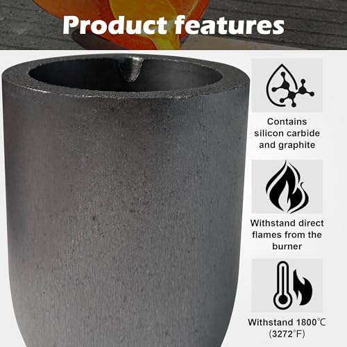 Molten Masters #1-1.3KG Premium Black Silicon Carbide Graphite Crucibles Cup Furnace Torch Melting Casting Refining for Aluminum, Gold, Silver, Copper, Brass Withstand 1800 ℃/3272℉ - Image 5